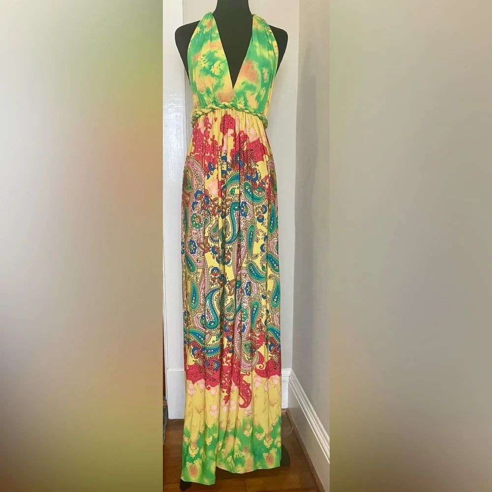 Arden B Green and Yellow Maxi Dress - Picture 4 of 5